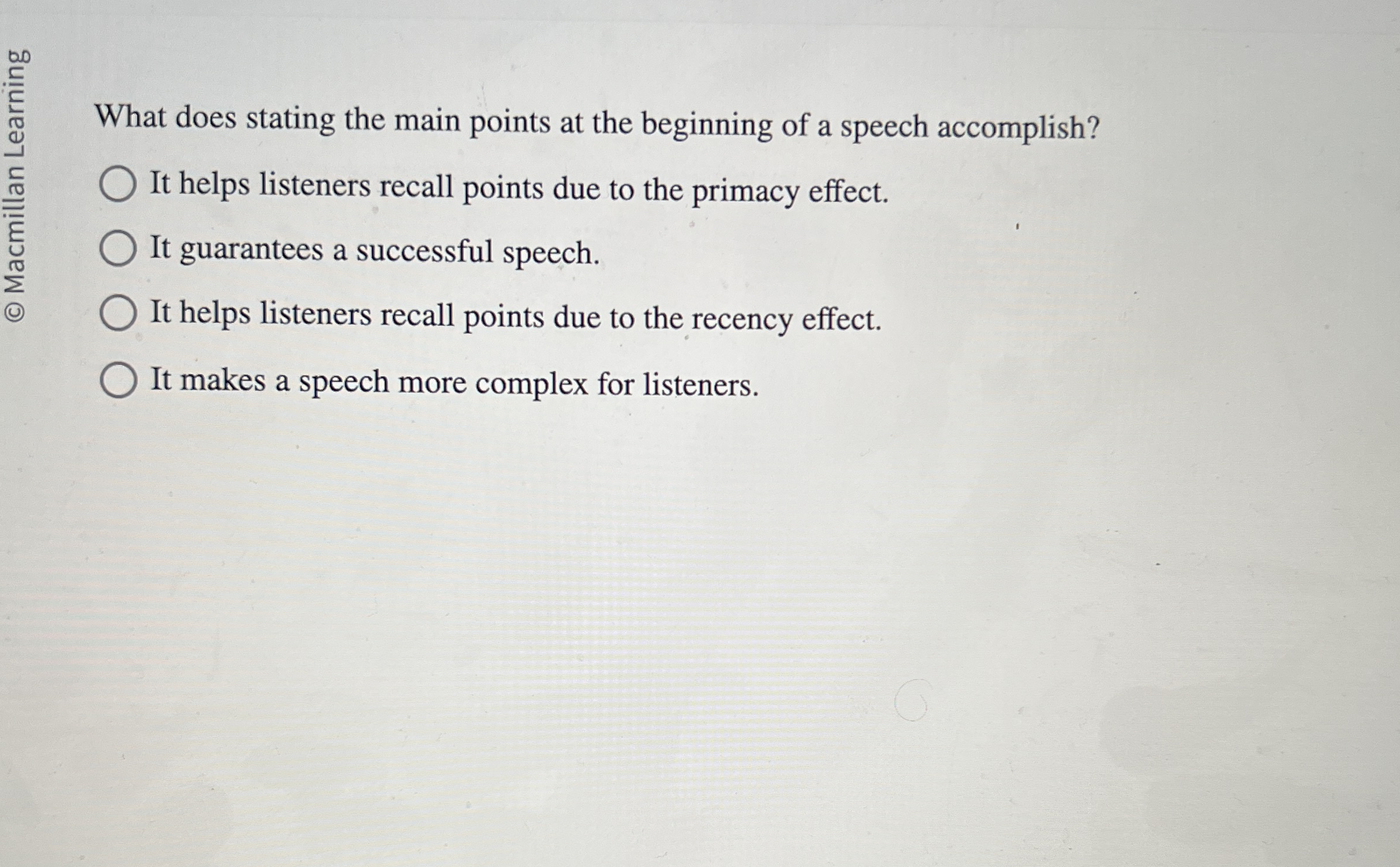Solved What does stating the main points at the beginning of | Chegg.com