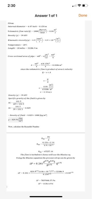 Solved Problem 1 Calculate the pressure drop in psi of a | Chegg.com