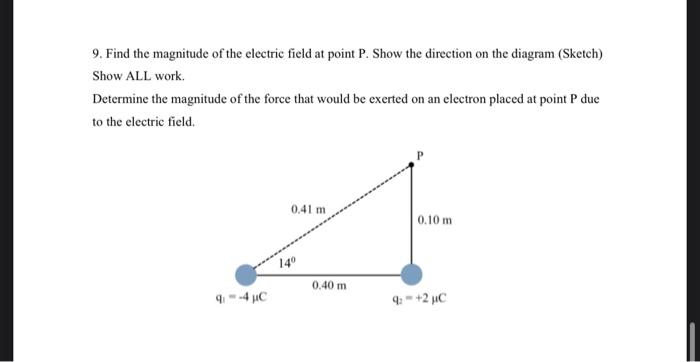 Solved 9. Find the magnitude of the electric field at point | Chegg.com