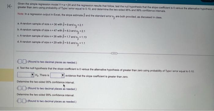 Solved Given The Simple Regression Model Y=α+βX And The | Chegg.com