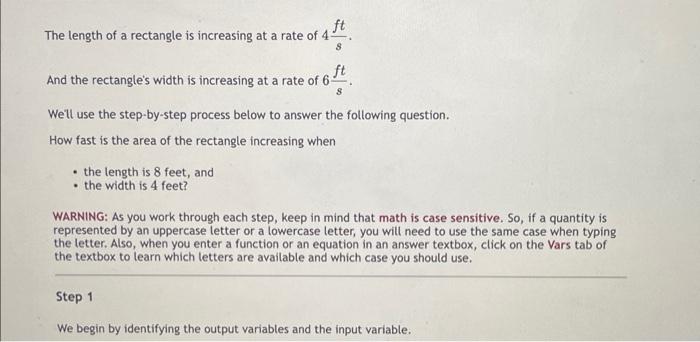 Solved The length of a rectangle is increasing at a rate of | Chegg.com