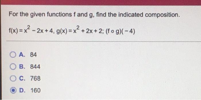 Solved For the given functions f and , find the indicated | Chegg.com