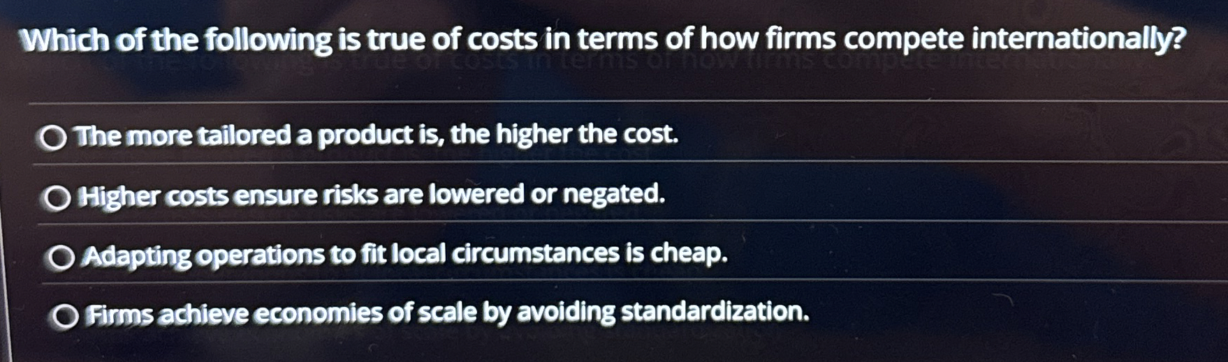 Solved Which of the following is true of costs in terms of