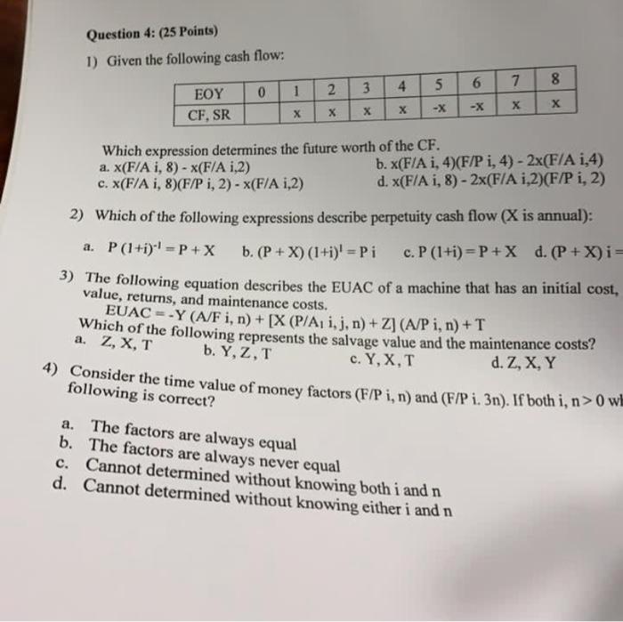 Solved Question 4 25 Points 1 Given The Following Cas Chegg Com