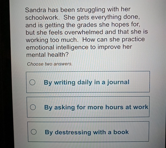 Solved Sandra has been struggling with her schoolwork. She | Chegg.com