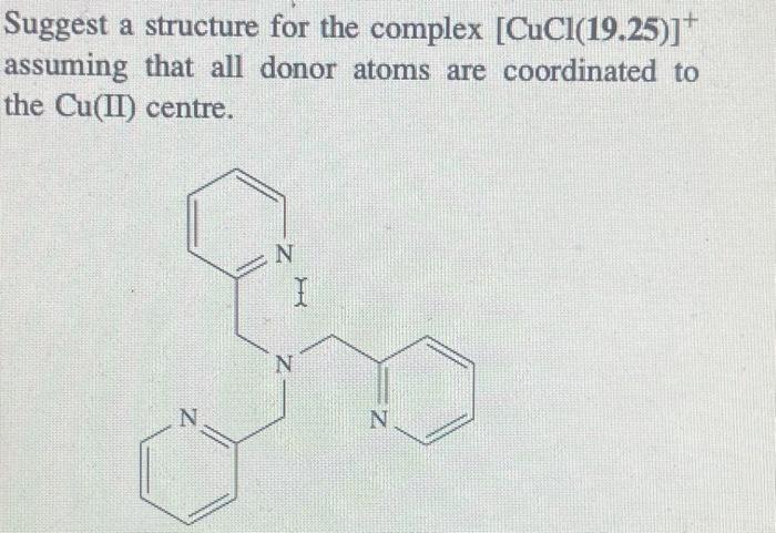 Solved Suggest a structure for the complex [CuCl(19.25)]+ | Chegg.com