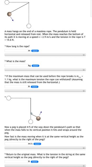 Solved A mass hangs on the end of a massiess rope. The | Chegg.com
