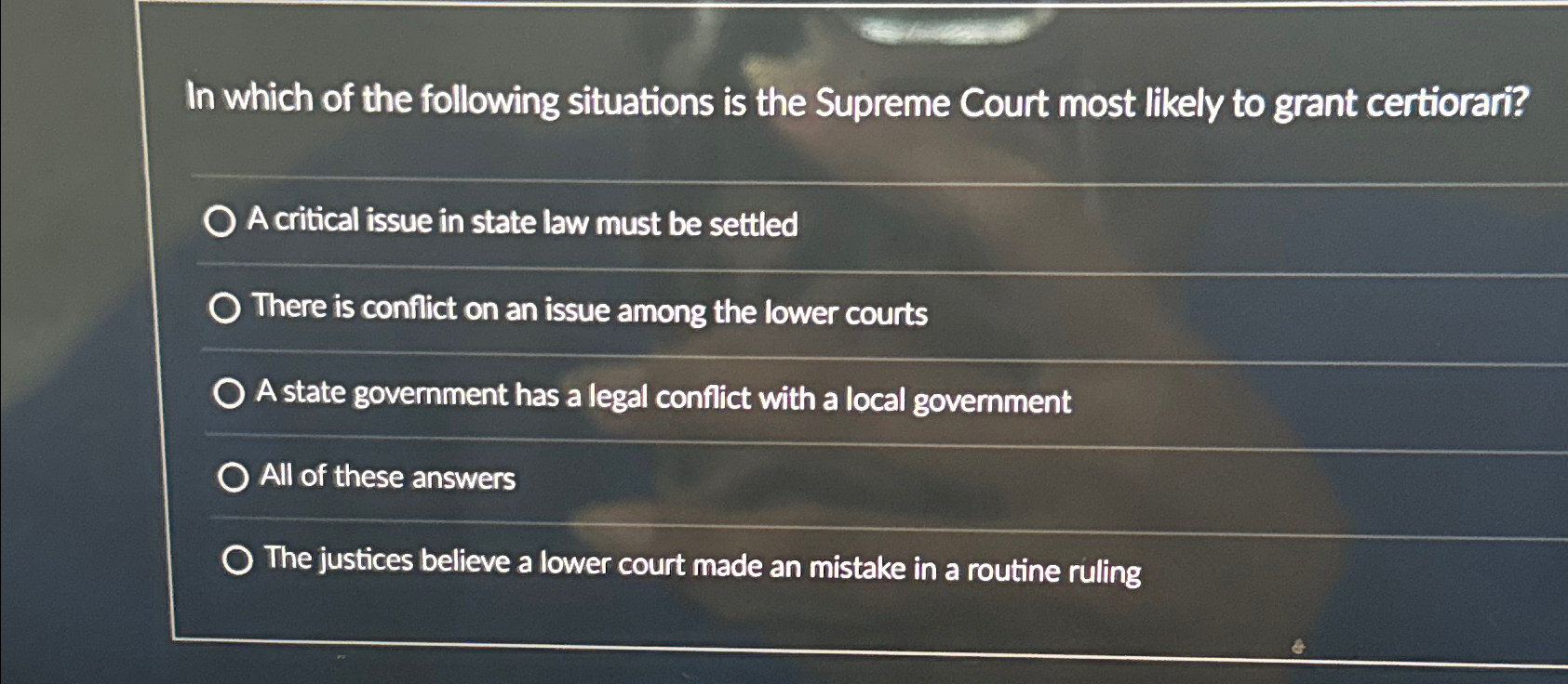 Solved In which of the following situations is the Supreme | Chegg.com