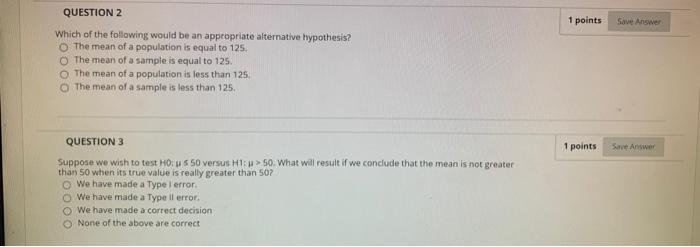 Solved 1 points Save Answer QUESTION 2 Which of the | Chegg.com