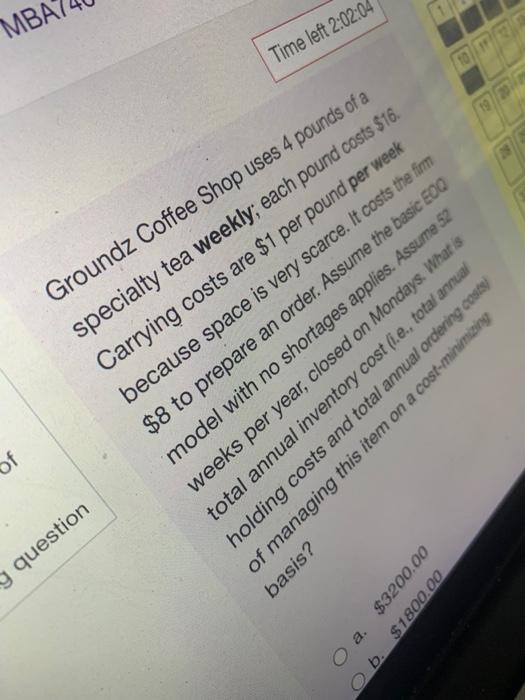 Solved 1 MBA Time left 20204 Groundz Coffee Shop uses 4
