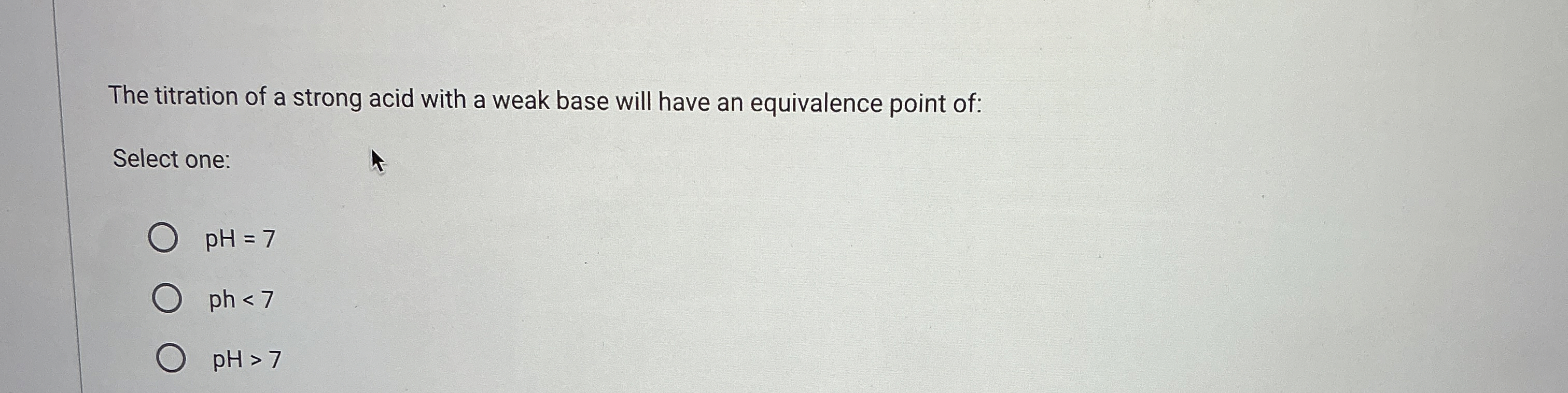 Solved The titration of a strong acid with a weak base will