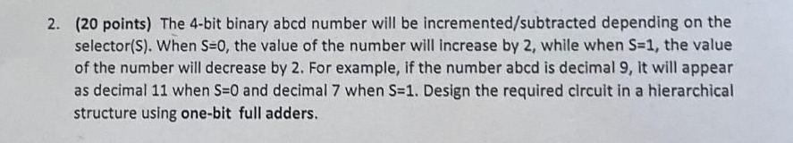 Solved The 4 -bit binary abcd number will be | Chegg.com