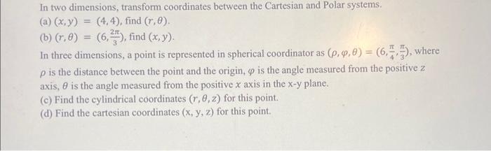 Solved In two dimentions, transftom coordinates between the | Chegg.com