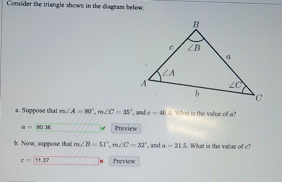 Solved Consider The Triangle Shown In The Diagram Below. B с | Chegg.com