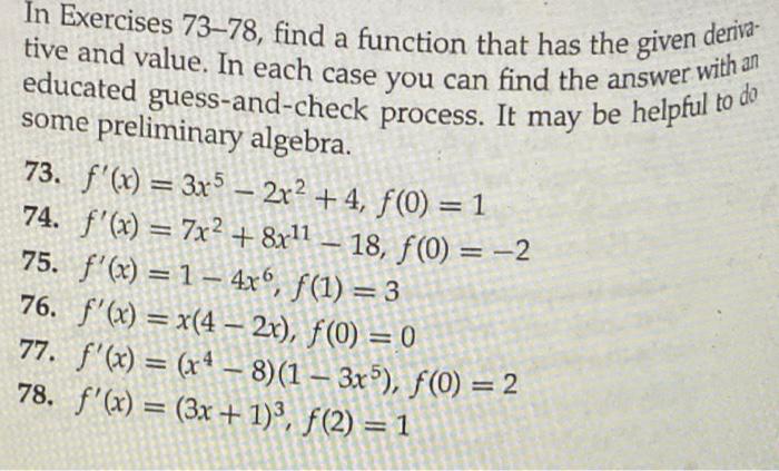 Solved In Exercises 73 78 Find A Function That Has The Chegg Com