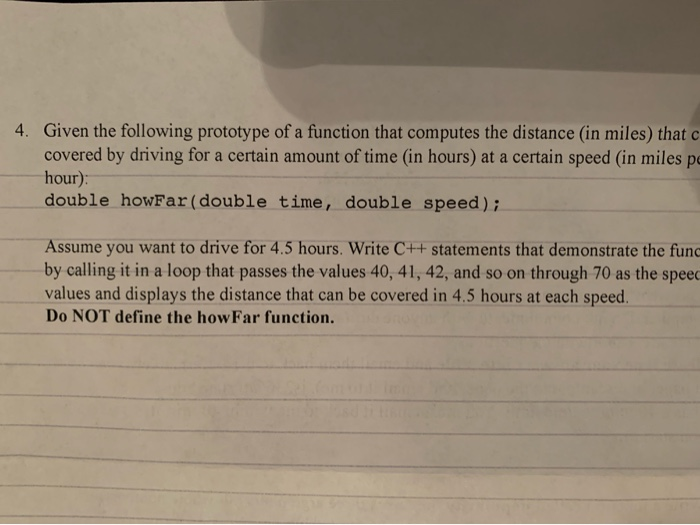 Solved 4. Given the following prototype of a function that | Chegg.com