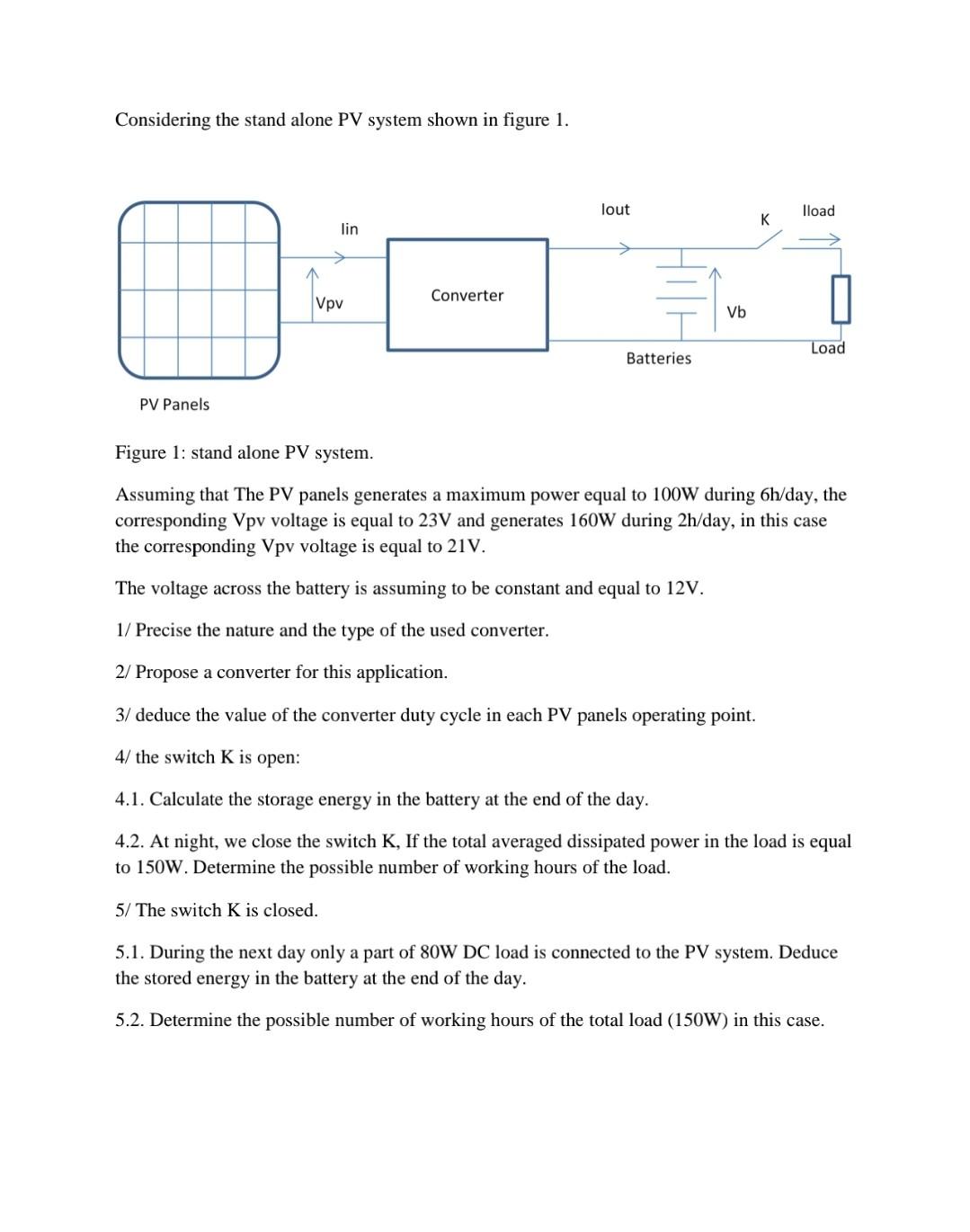 Solved Considering the stand alone PV system shown in figure | Chegg.com