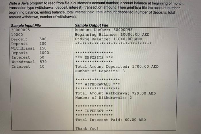 Solved Write a Java program to read from file a customer's | Chegg.com