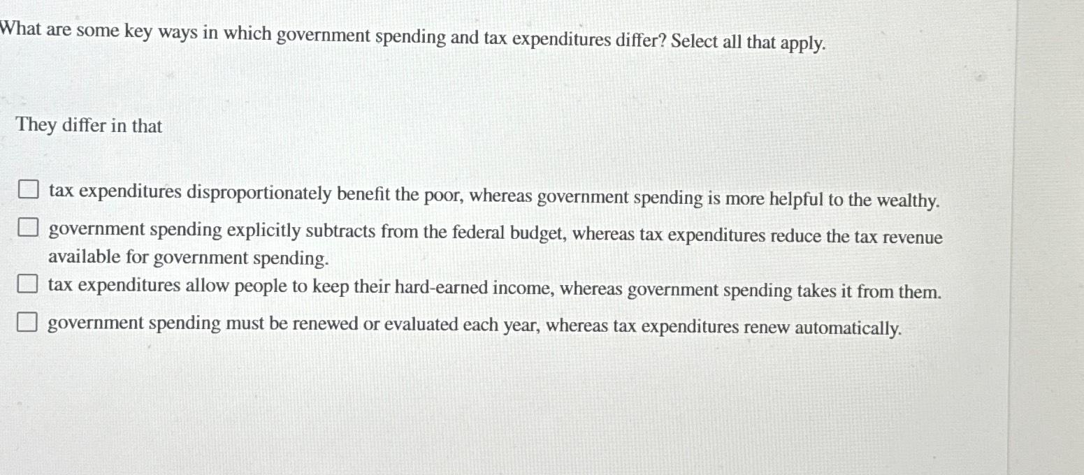 Solved What are some key ways in which government spending | Chegg.com