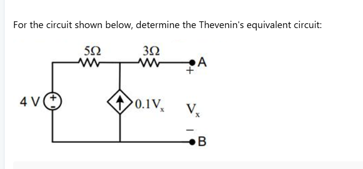 Solved For the circuit shown below, determine the Thevenin's | Chegg.com