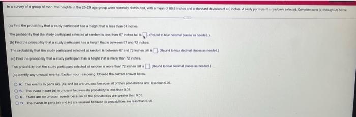 Solved In a survey of a group of men, the heights in the | Chegg.com