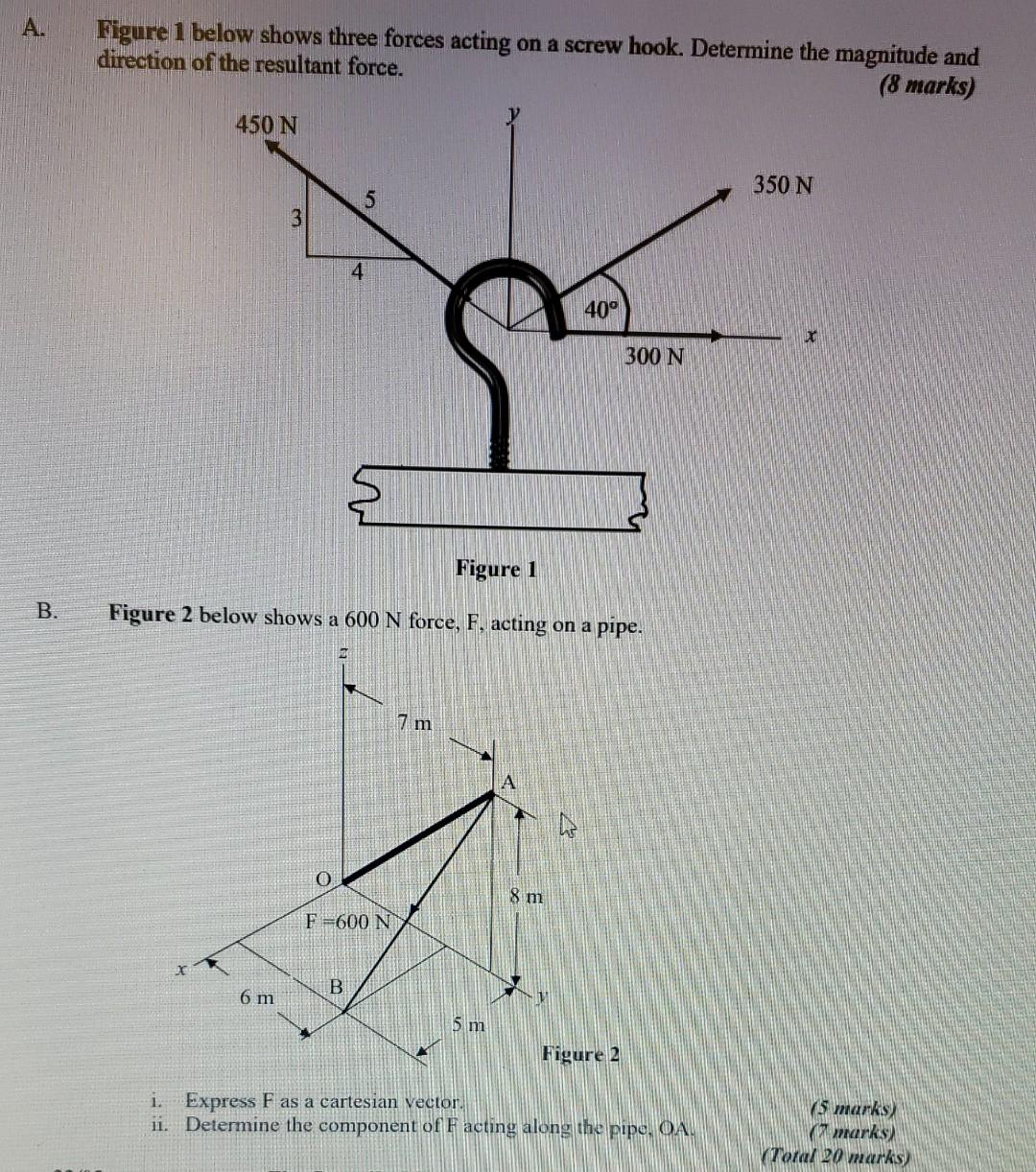 Solved A. Figure 1 below shows three forces acting on a | Chegg.com