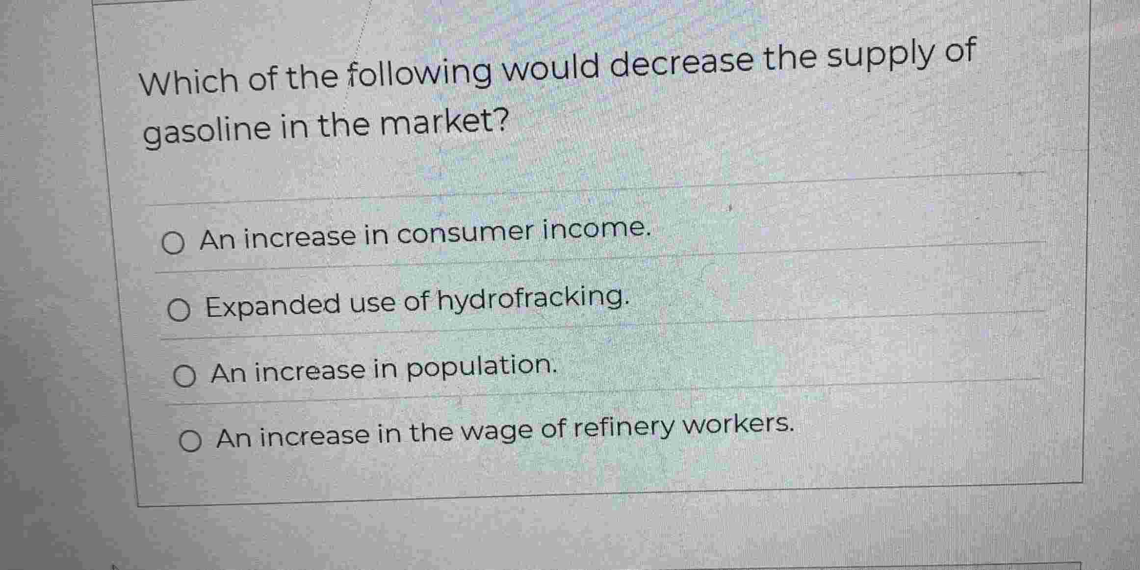 Solved Which of the following would decrease the supply of | Chegg.com