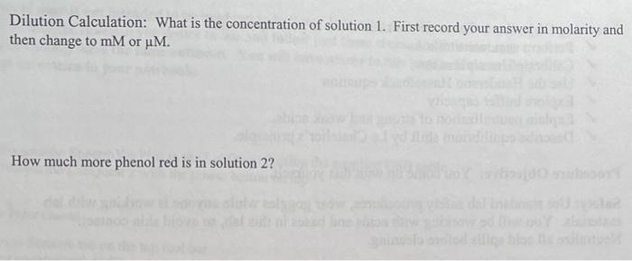 Solved Dilution Calculation: What is the concentration of | Chegg.com