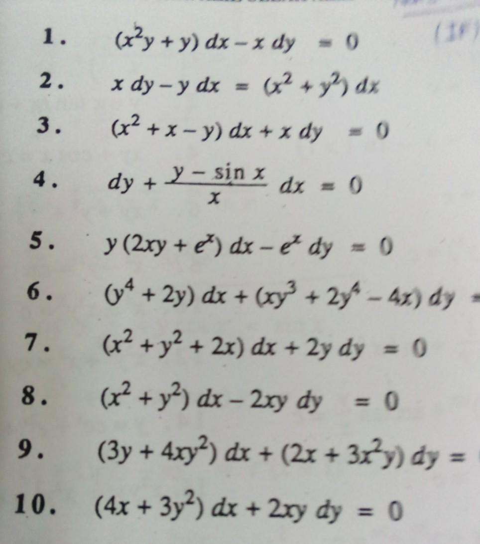 Solved 1 2 X2y Y Dx X Dy X Dy Y Dx X Y2 Az Chegg Com