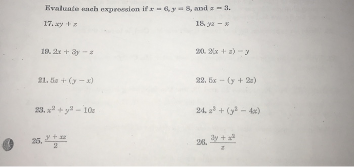 Solved Evaluate Each Expression If X 6 Y 8 And Z Chegg Com