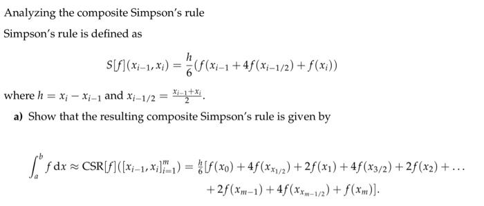 Solved Analyzing the composite Simpson's rule Simpson's rule | Chegg.com
