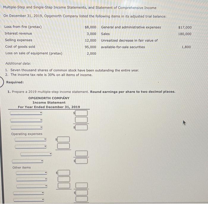 Multiple Step And Single Step Income Statements And 4942