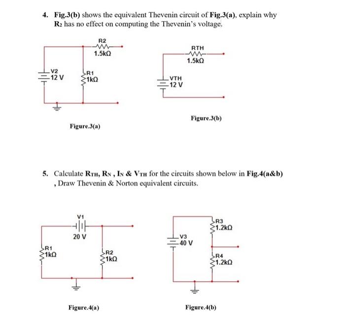 Solved 4. Fig.3(b) shows the equivalent Thevenin circuit of | Chegg.com