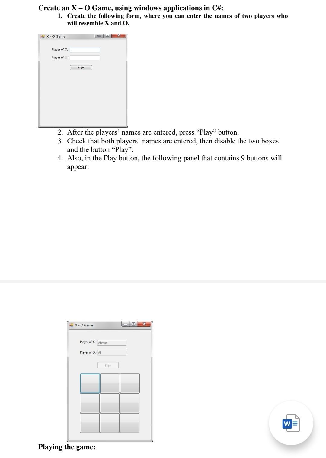 Solved Create An X O Game Using Windows Applications In Chegg Com