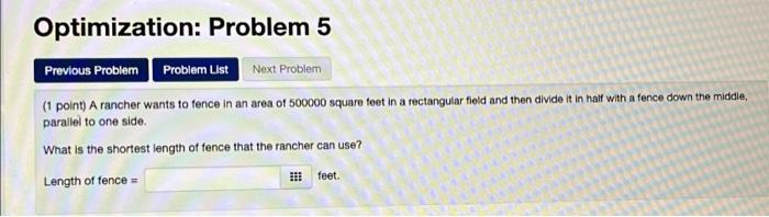 Solved Optimization: Problem 1 Previous Problem Problem List | Chegg.com