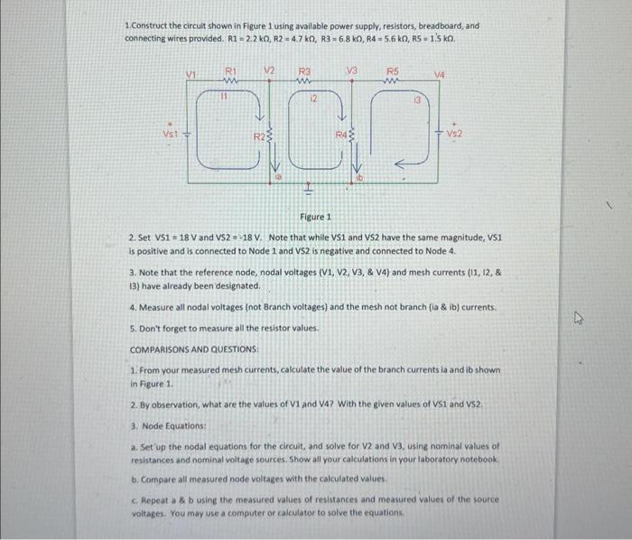 Solved 1. Construct the circuit shown in Figure 1 using | Chegg.com