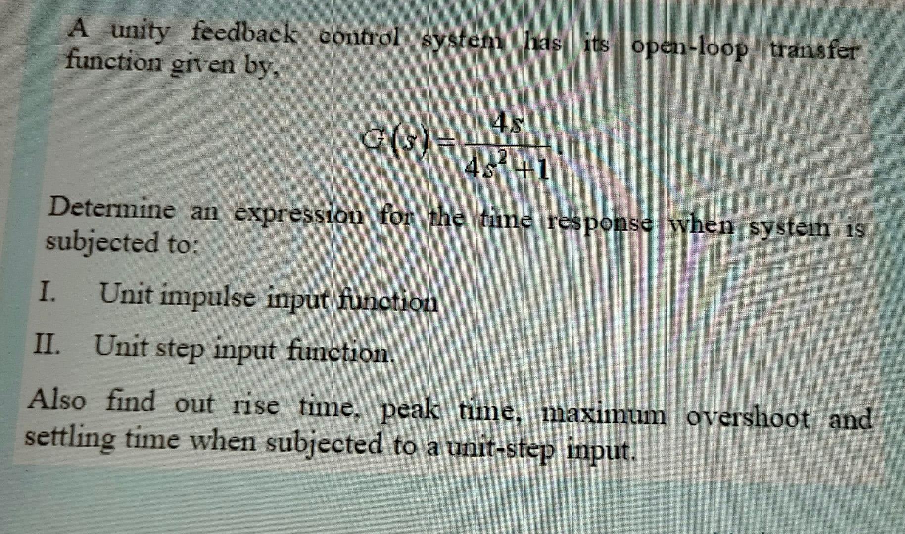 Solved A unity feedback control system has its open-loop | Chegg.com