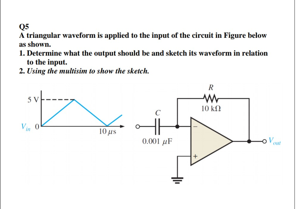 Solved Q5 A triangular waveform is applied to the input of | Chegg.com