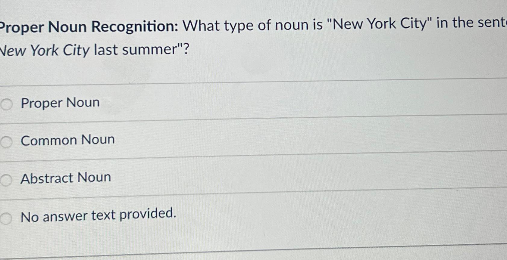 Solved Proper Noun Recognition What type of noun is "New