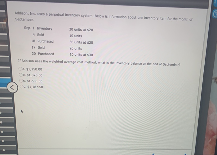 Solved Addison, Inc. Uses A Perpetual Inventory System. B
