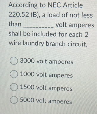 Solved According to NEC Article 220.52 (B), ﻿a load of not | Chegg.com