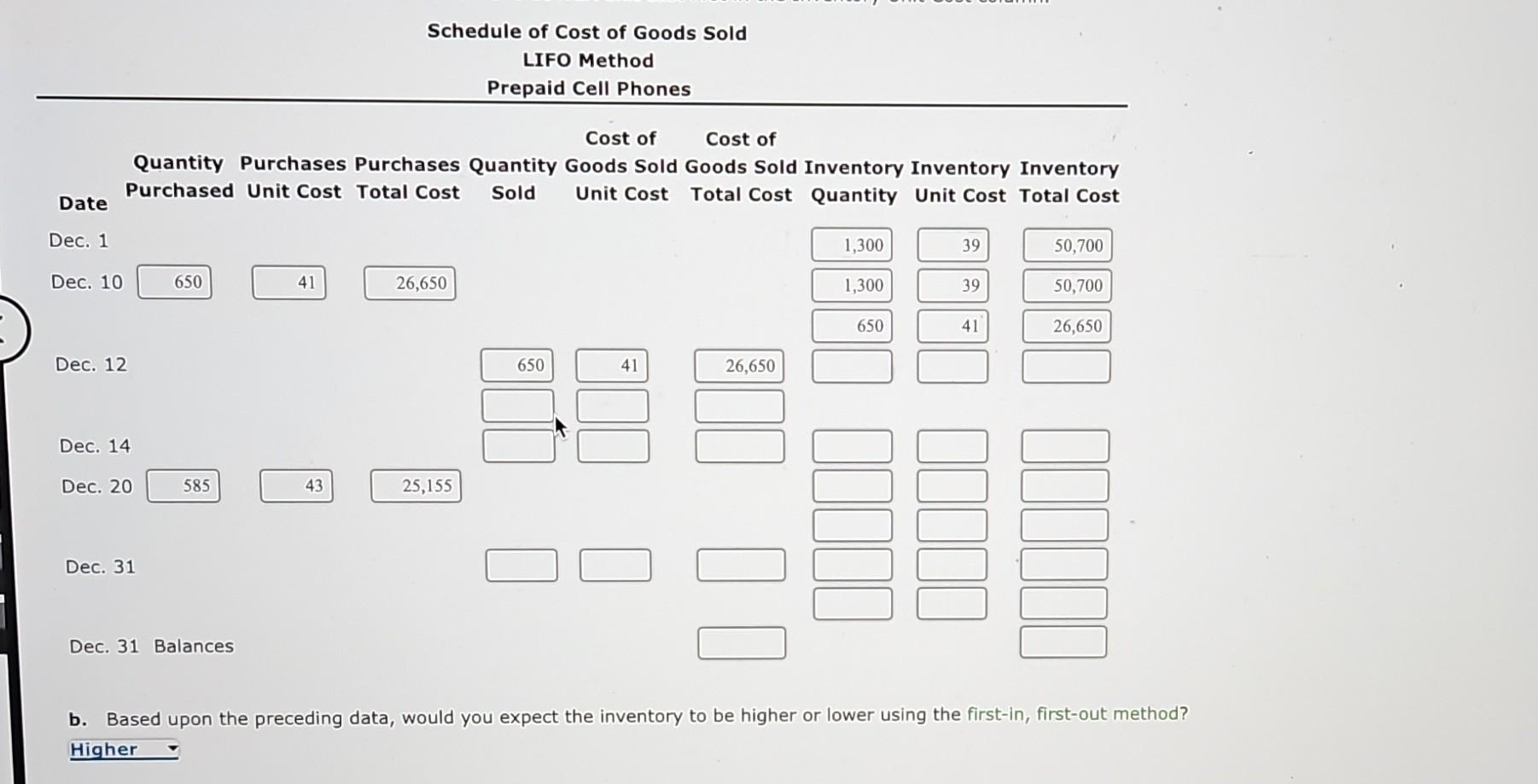 Solved An Explanation On How To Solve For The Chart. More | Chegg.com