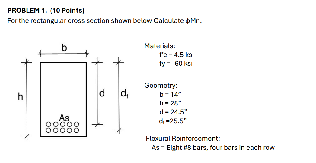 Retangular Cross Check PROBLEM 1. (10 Points)For the rectangular cross | Chegg.com