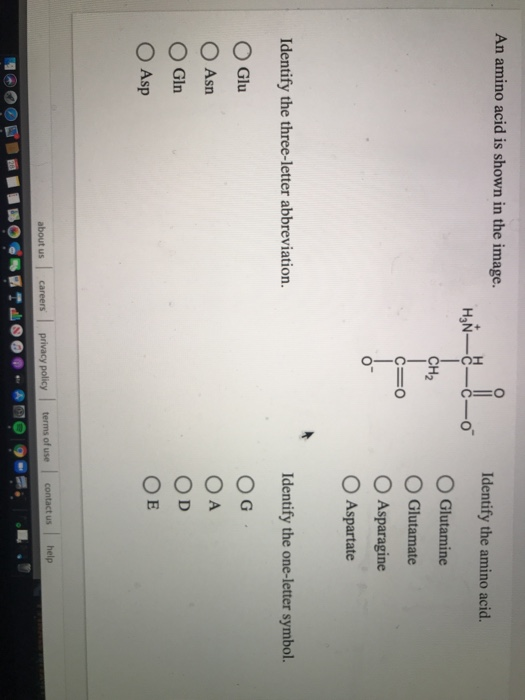 Solved An amino acid is shown in the image. Identify the | Chegg.com