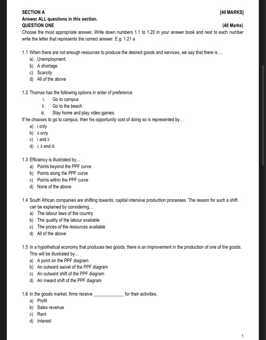 Solved Section A Marks Answer All Questions In This Chegg Com