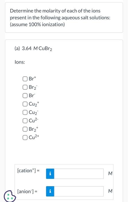 Solved Determine the molarity of each of the ions present in | Chegg.com