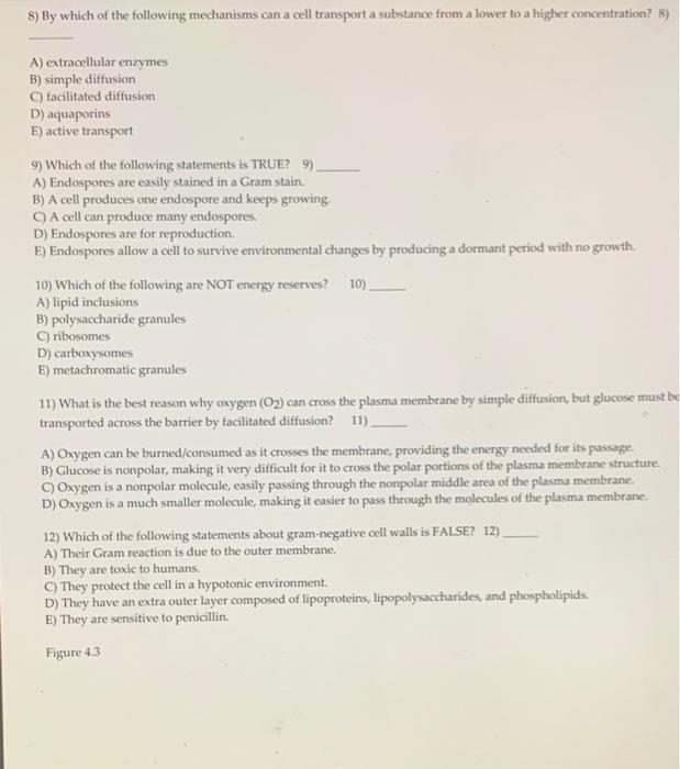 Solved 8) By which of the following mechanisms can a cell | Chegg.com