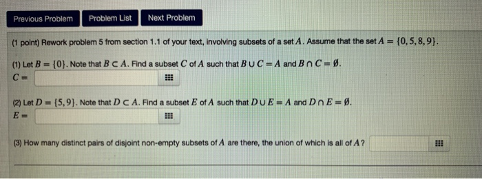 Solved Problem List Next Problem Previous Problem (1 point) | Chegg.com
