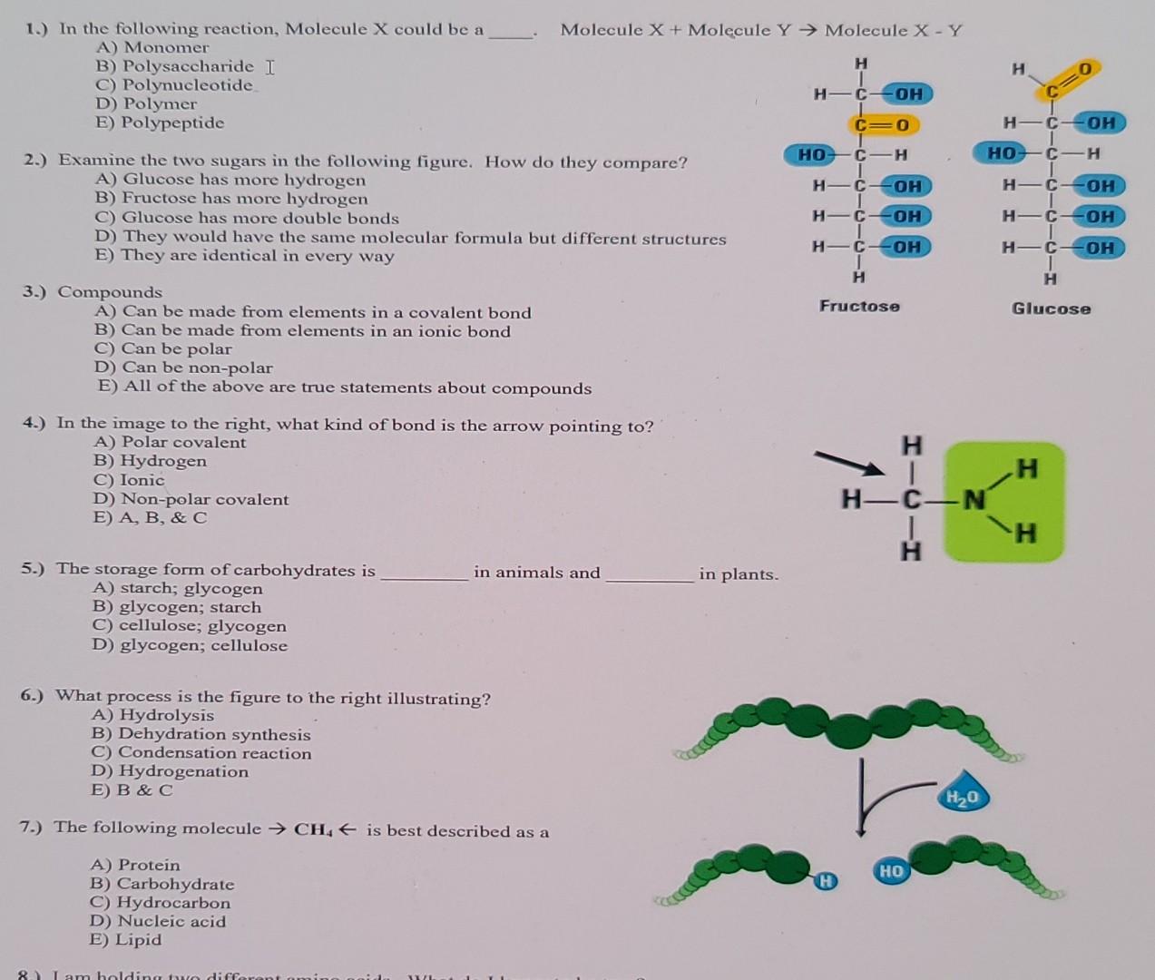 Solved 1.) In the following reaction, Molecule X could be a