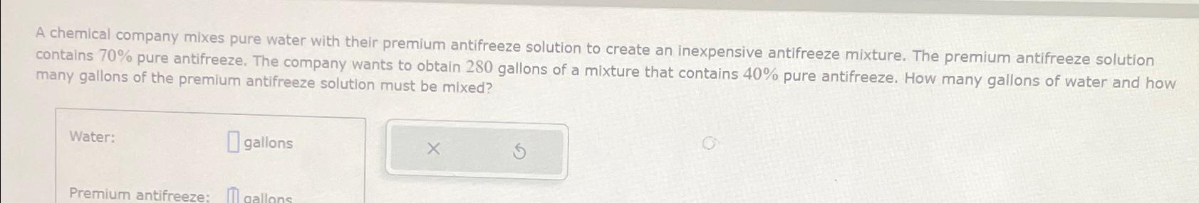 Solved A chemical company mixes pure water with their | Chegg.com